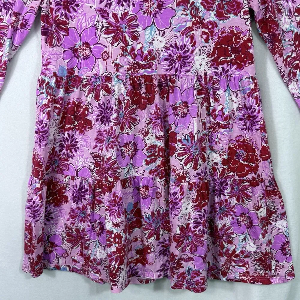 Lilly Pulitzer Lilac Thistle In The Wild Flowers Mini Geanna Dress XL 12/14 Pink